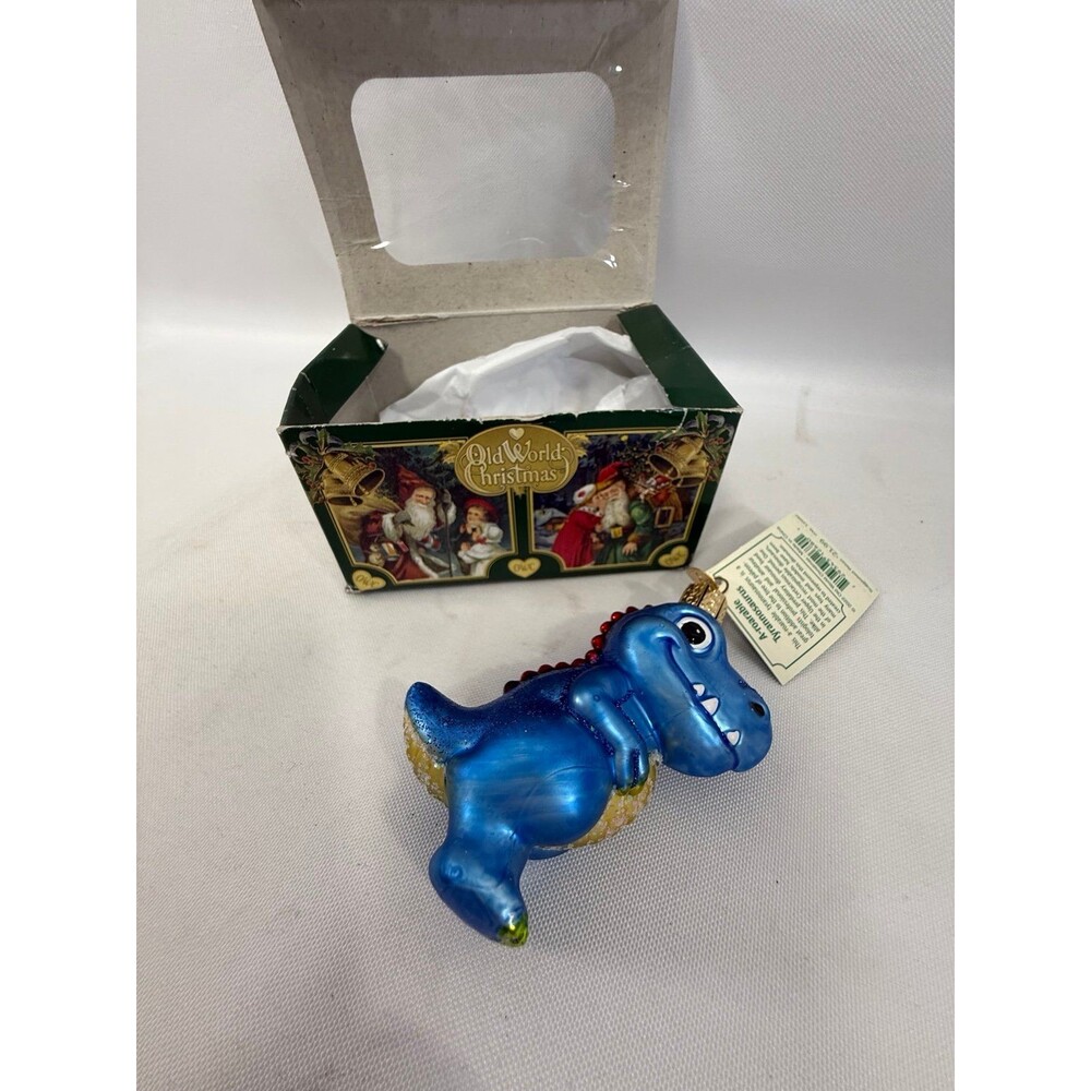 Old World Christmas Blue Dinosaur Ornament new in box